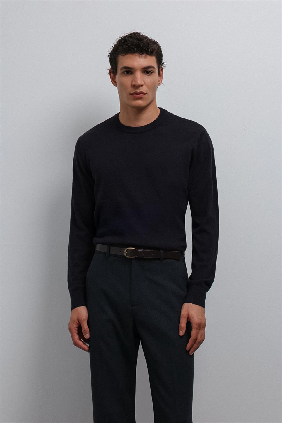 Antioch Lacivert Yumuşak Dokulu Basic Erkek Kazak