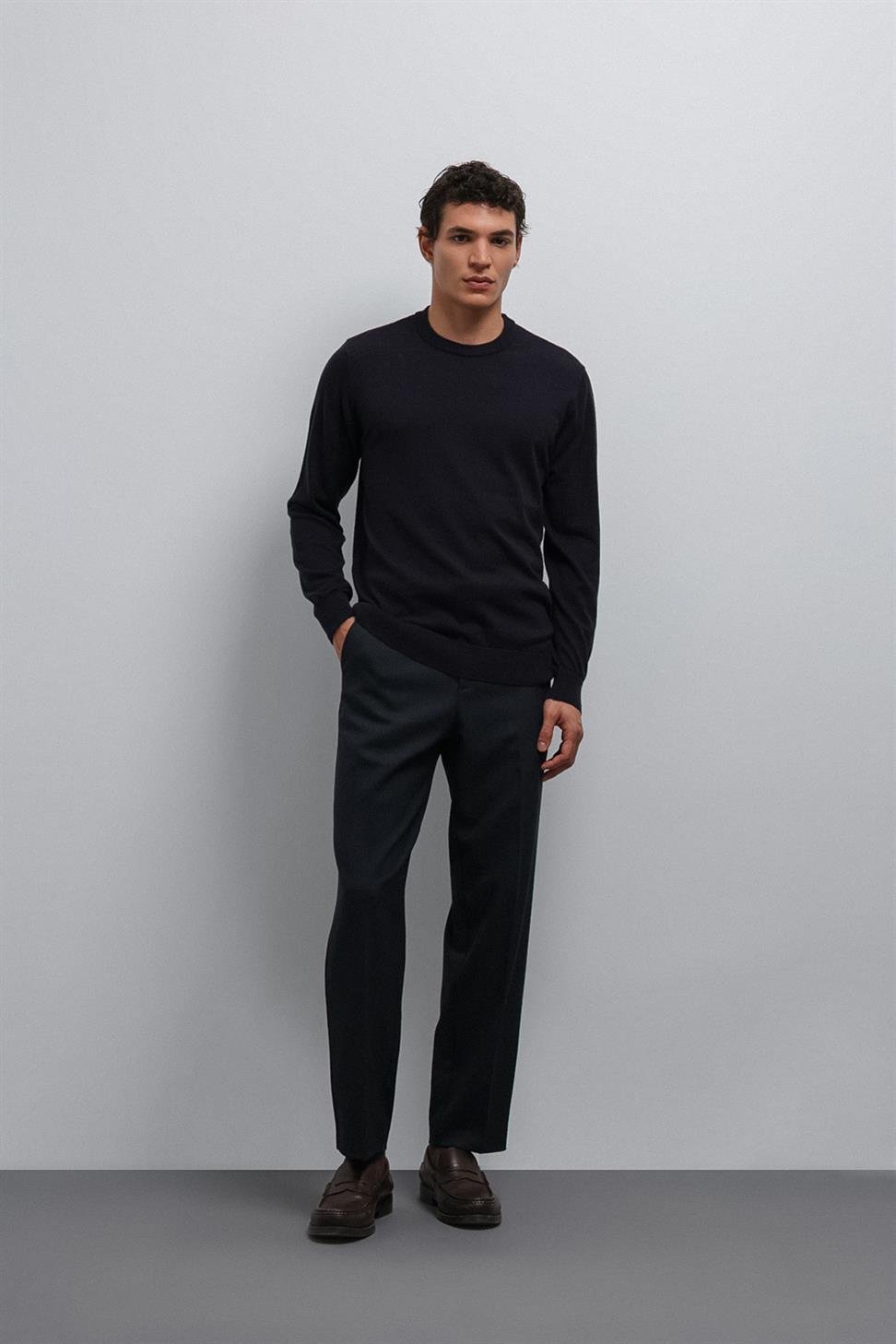 Antioch Lacivert Yumuşak Dokulu Basic Erkek Kazak