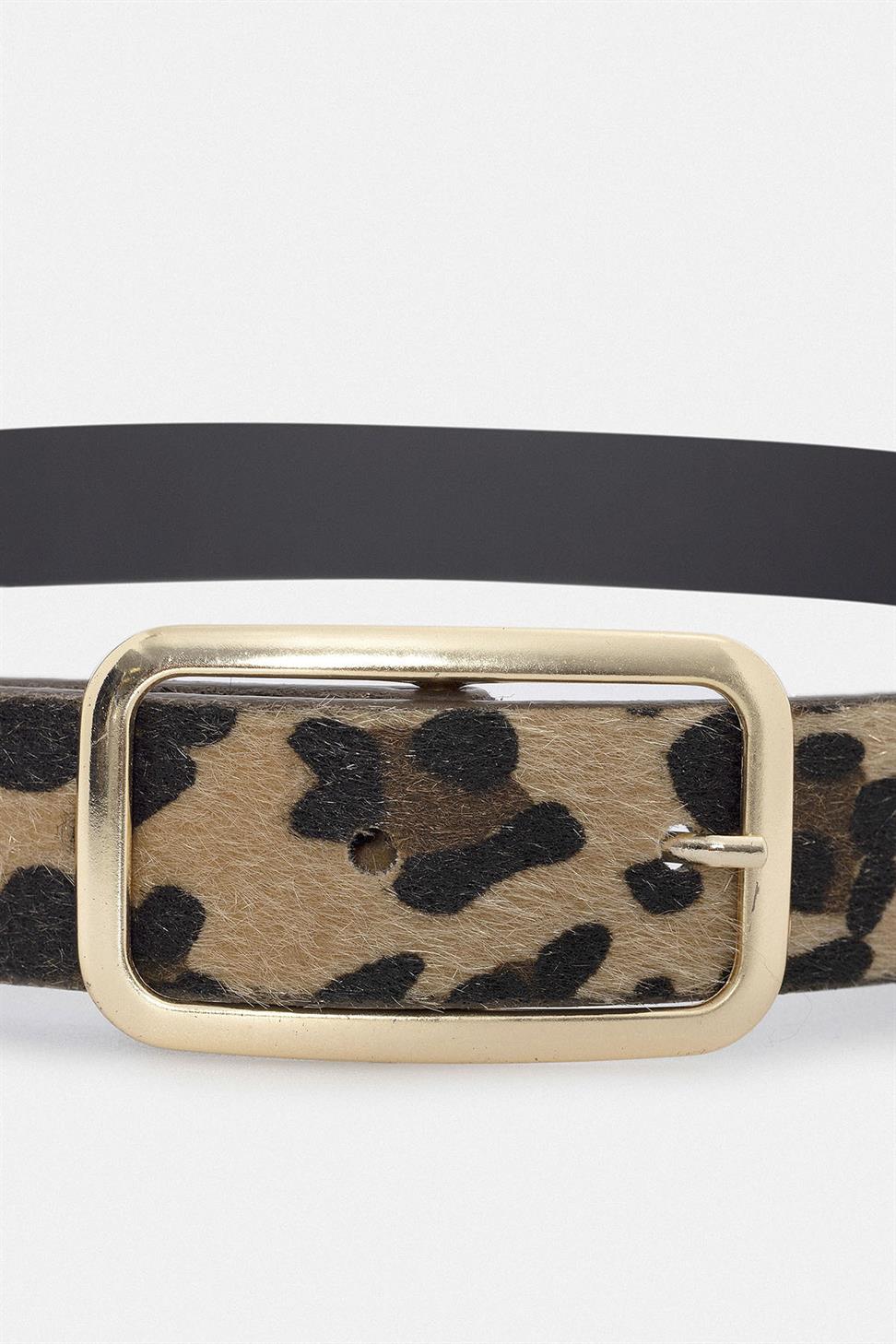 Leopard Print Faux Leather Womens Belt