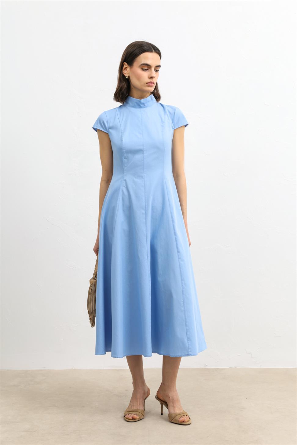 فستان ميدي نسائي من قماش البوبلين