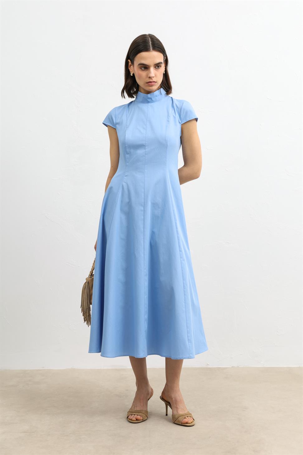 فستان ميدي نسائي من قماش البوبلين