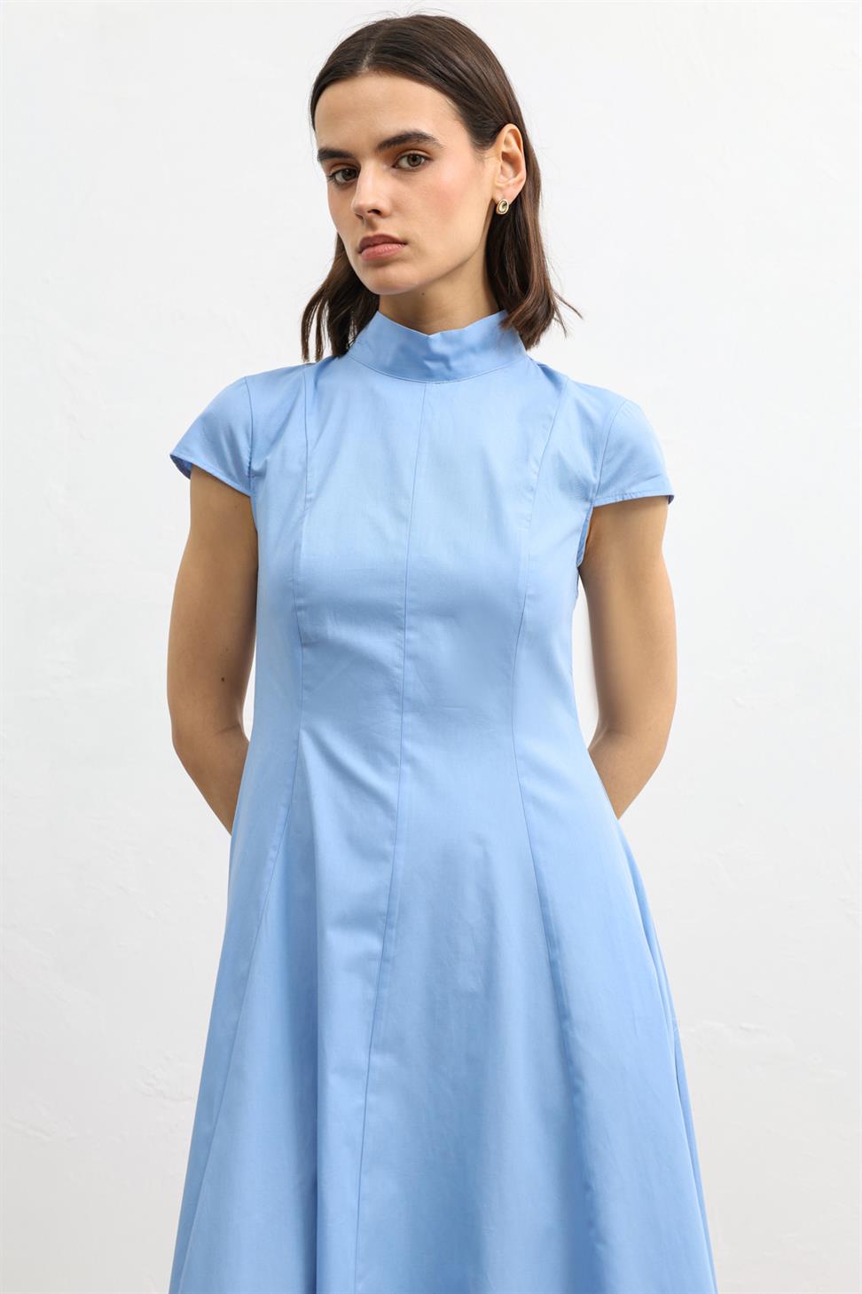 فستان ميدي نسائي من قماش البوبلين