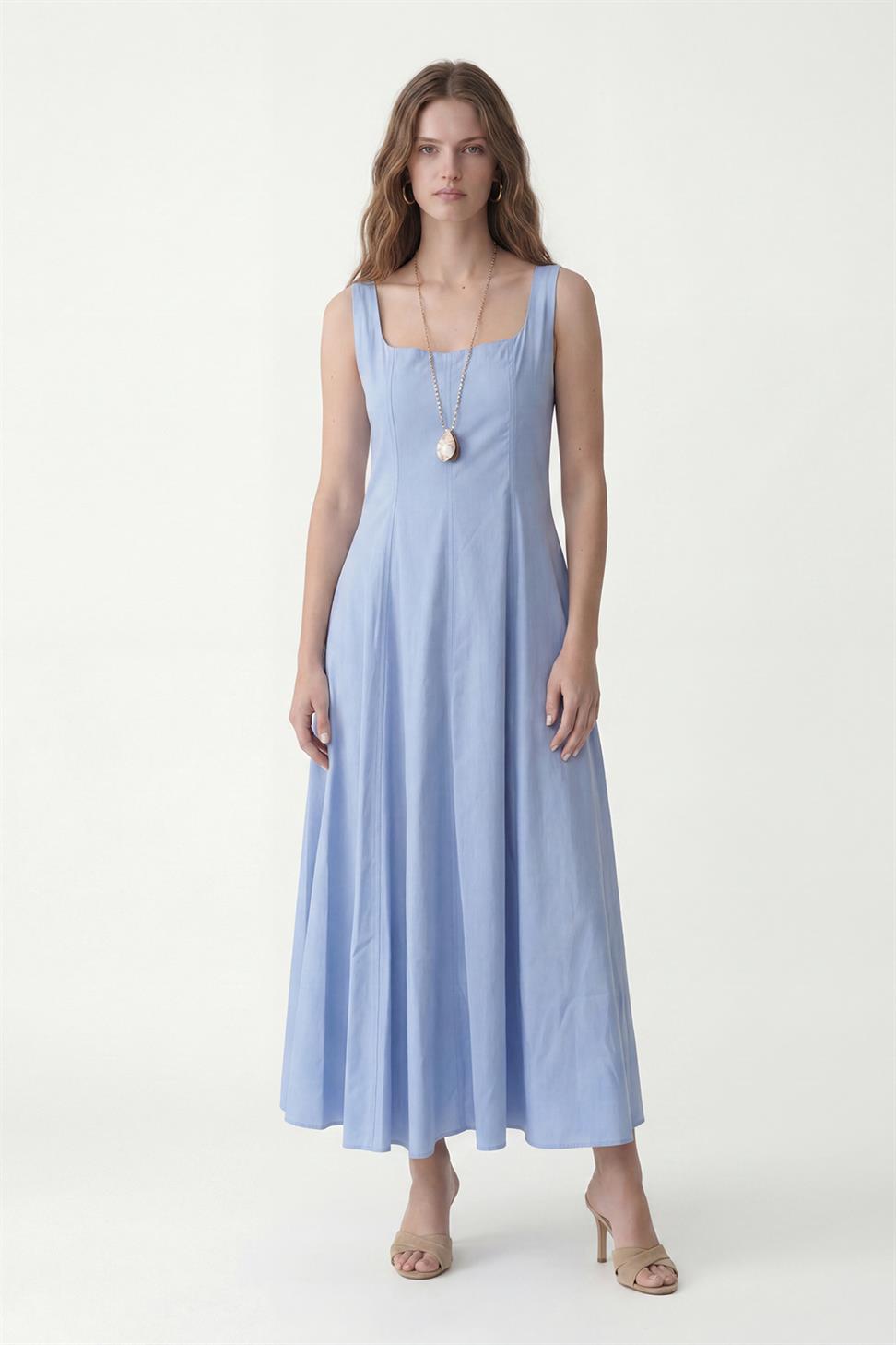 فستان نسائي من البوبلين بأكمام