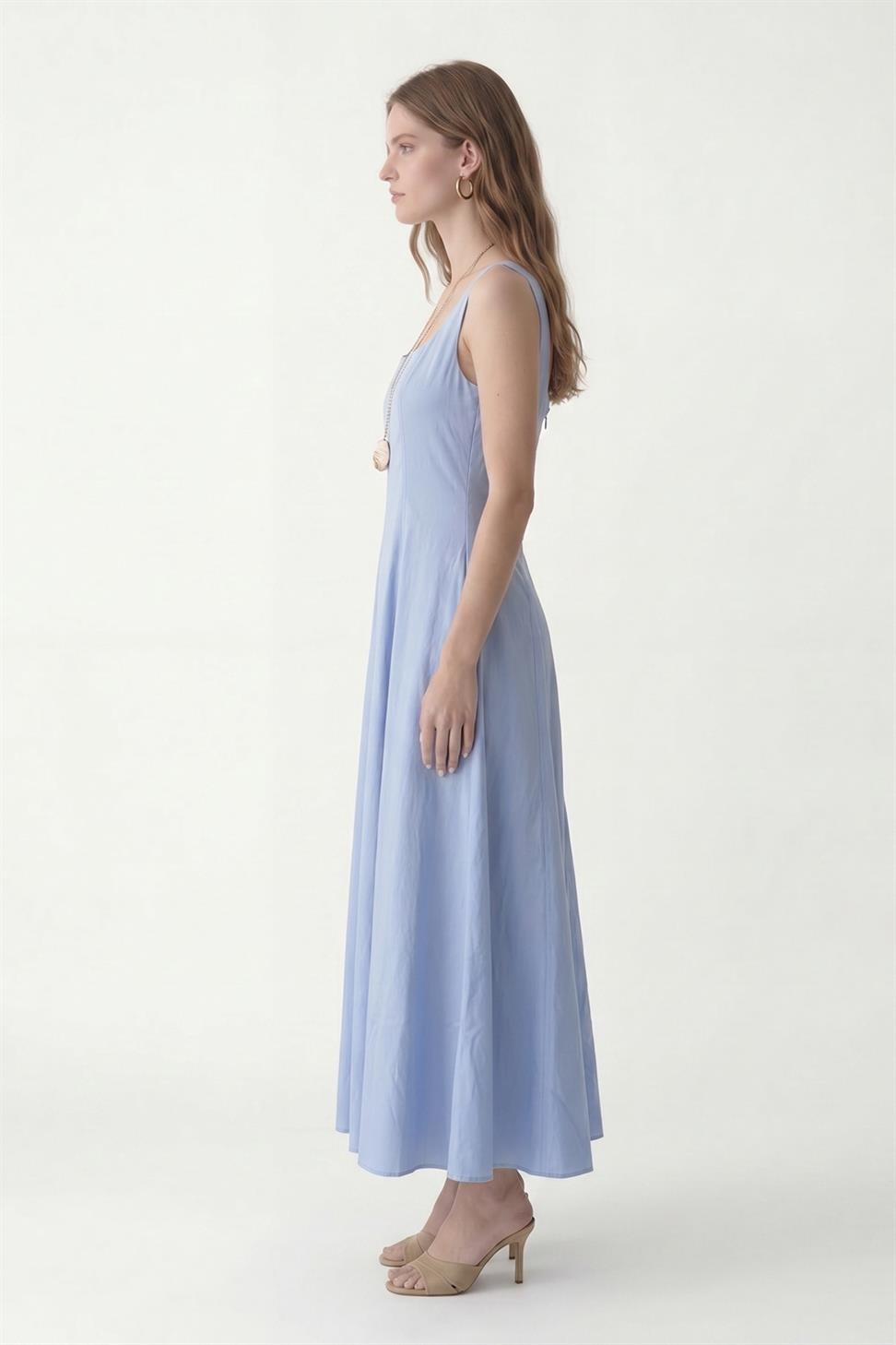 فستان نسائي من البوبلين بأكمام