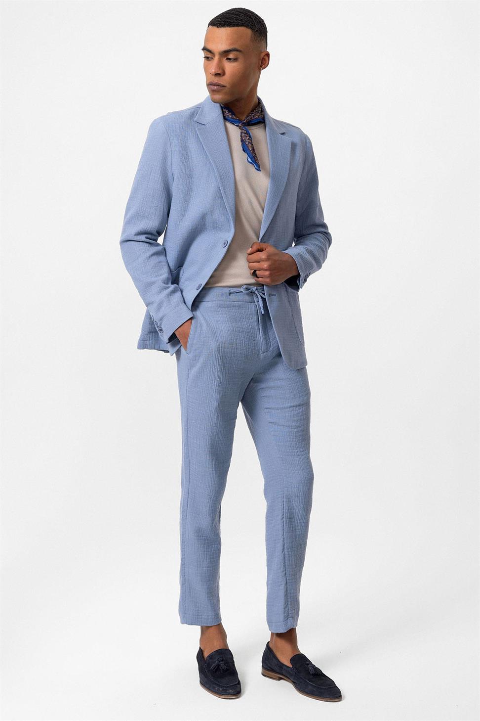 سترة بليزر رجالية غير مبطنة مع جيوب للحقائب