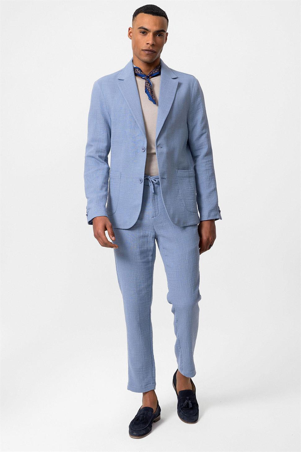 سترة بليزر رجالية غير مبطنة مع جيوب للحقائب