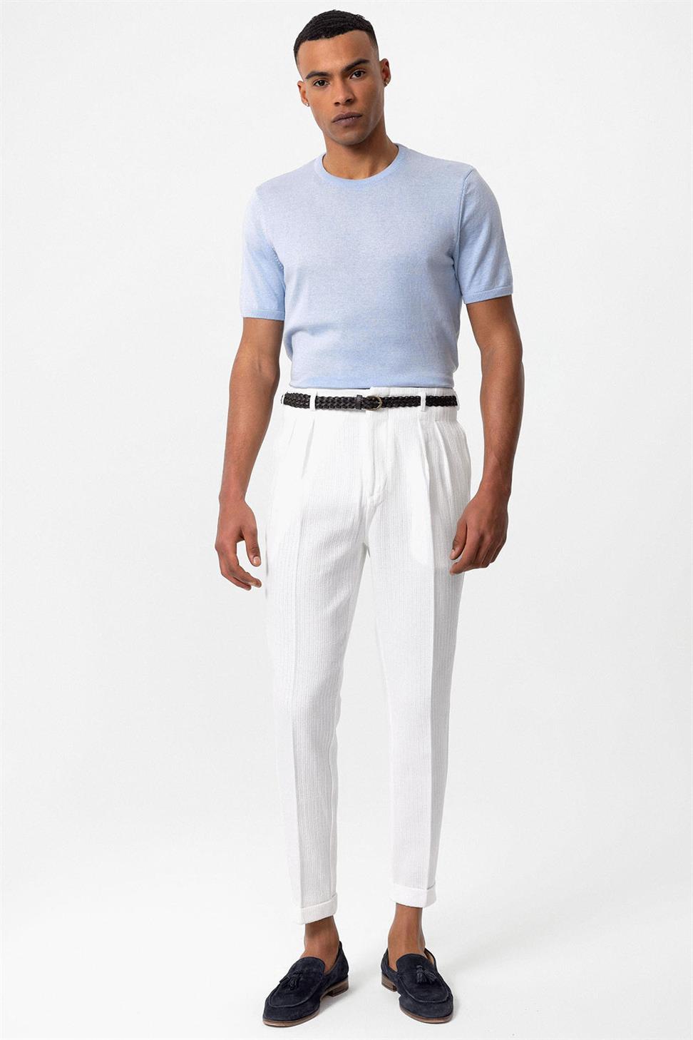 Antioch Mavi Bisiklet Yaka Erkek Triko T-Shirt