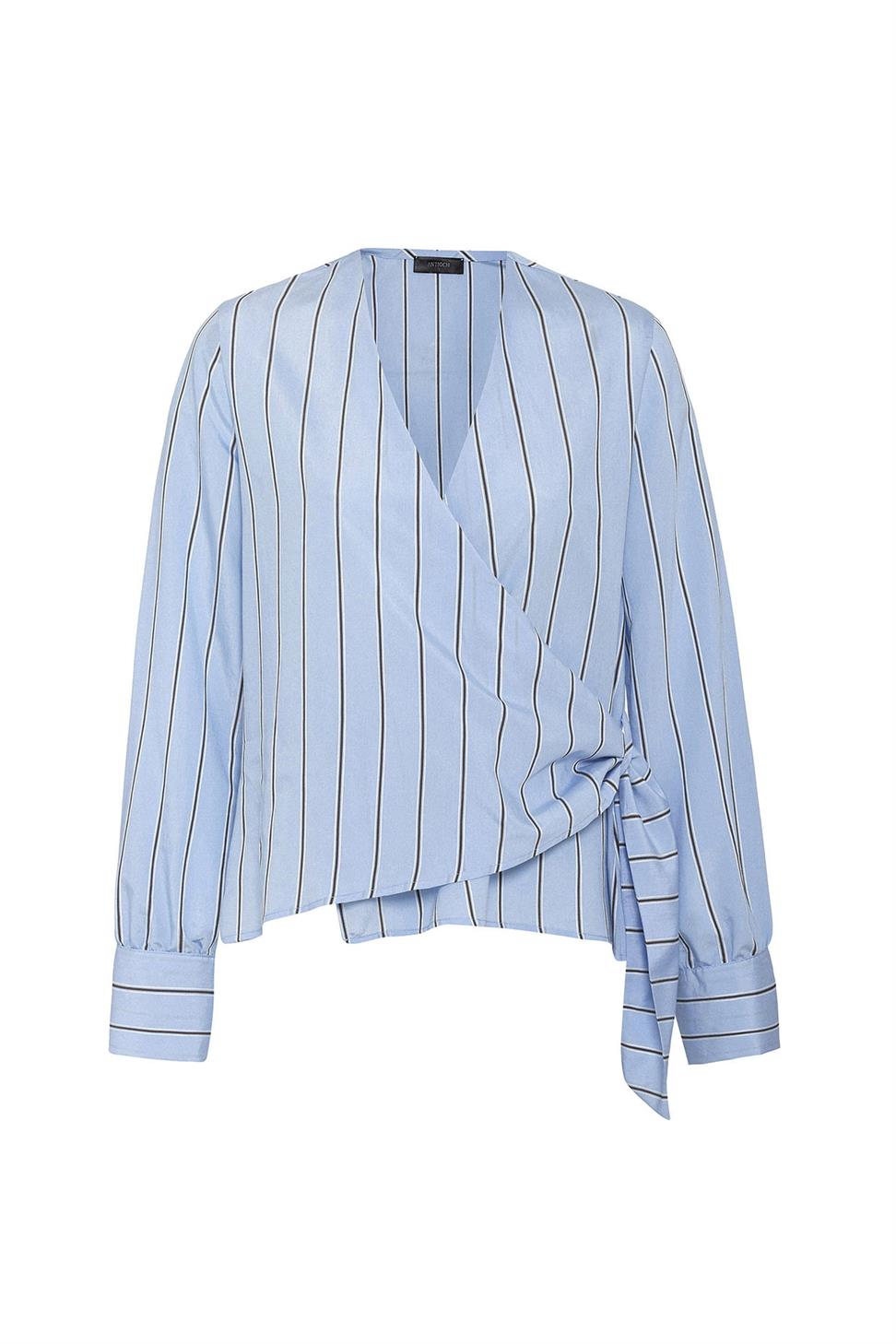 Antioch Mavi Dökümlü Kimono Kadın Gömlek