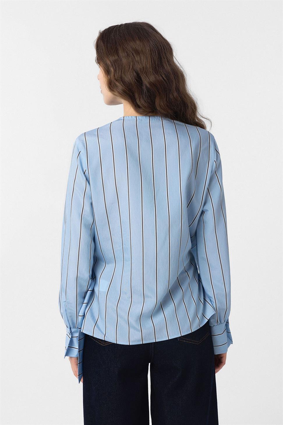 Antioch Mavi Dökümlü Kimono Kadın Gömlek