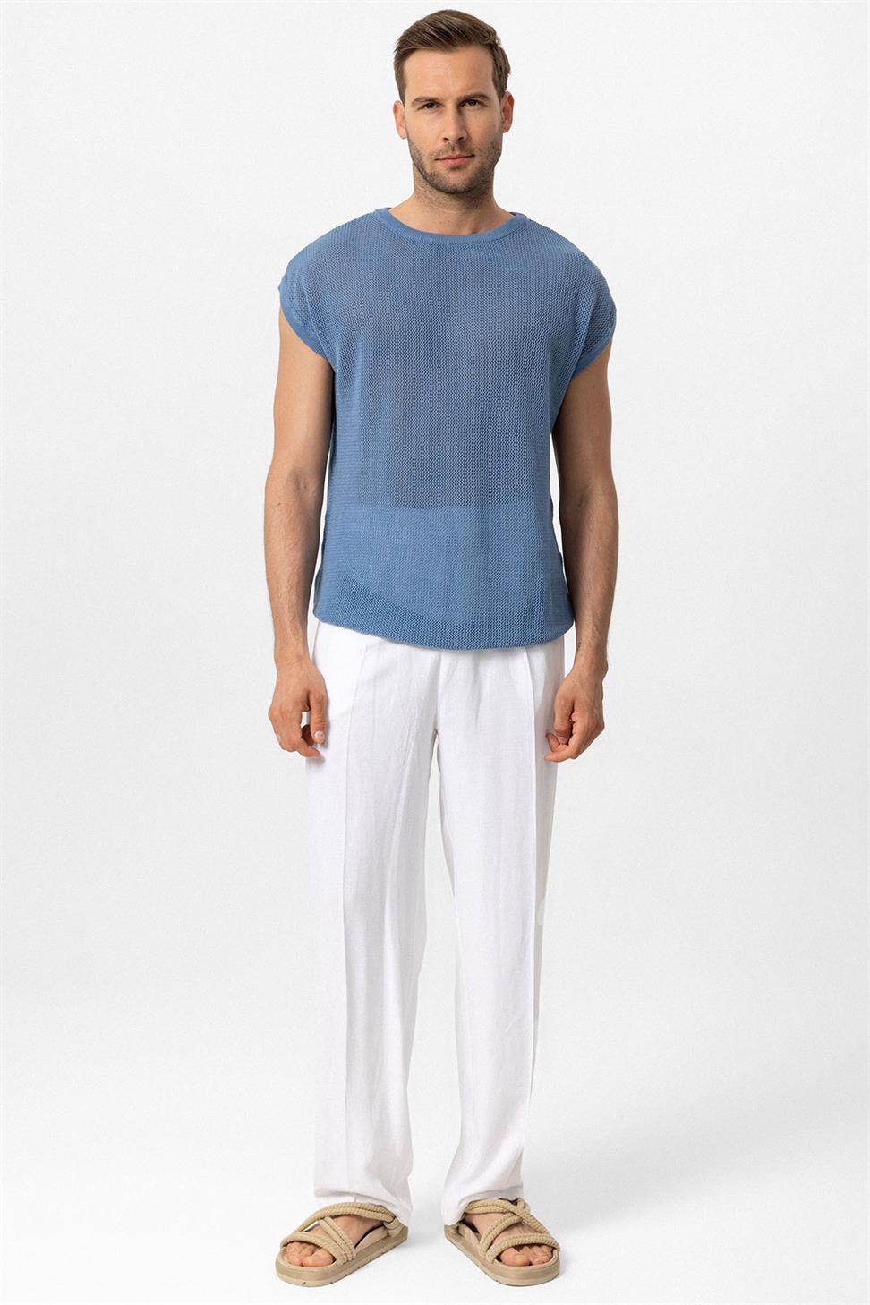 تي شيرت رجالي مخرم بدون أكمام للرجال