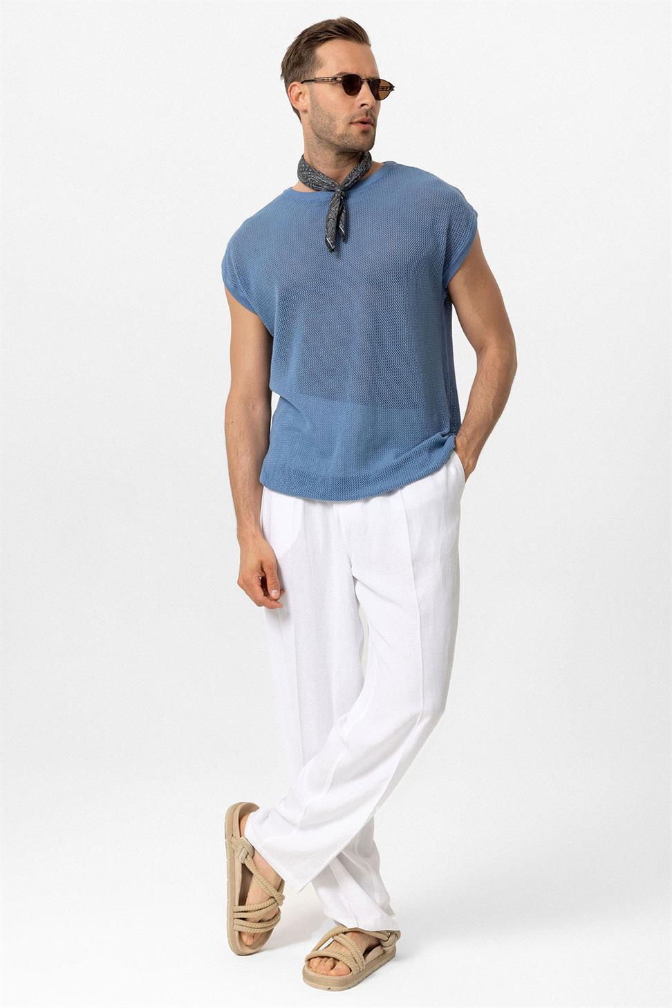 تي شيرت رجالي مخرم بدون أكمام للرجال