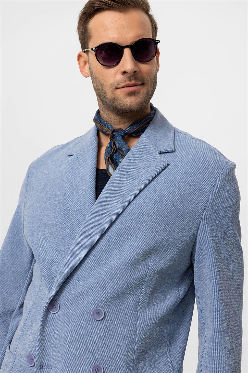 بدلة رجالية بإغلاق مزدوج الصدر بقصة مريحة للرجال
