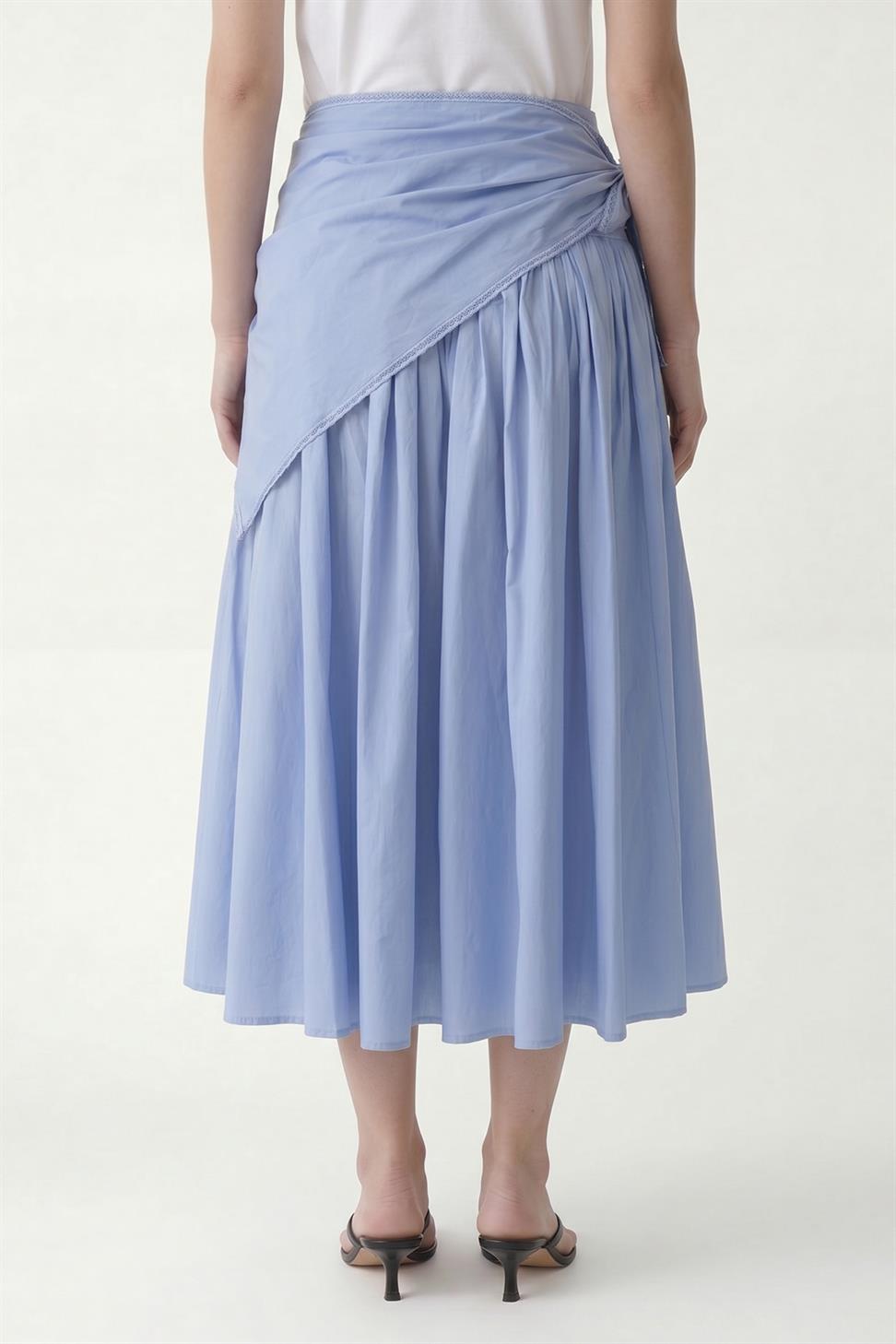 Womens Midi Skirt with Handkerchief Detail