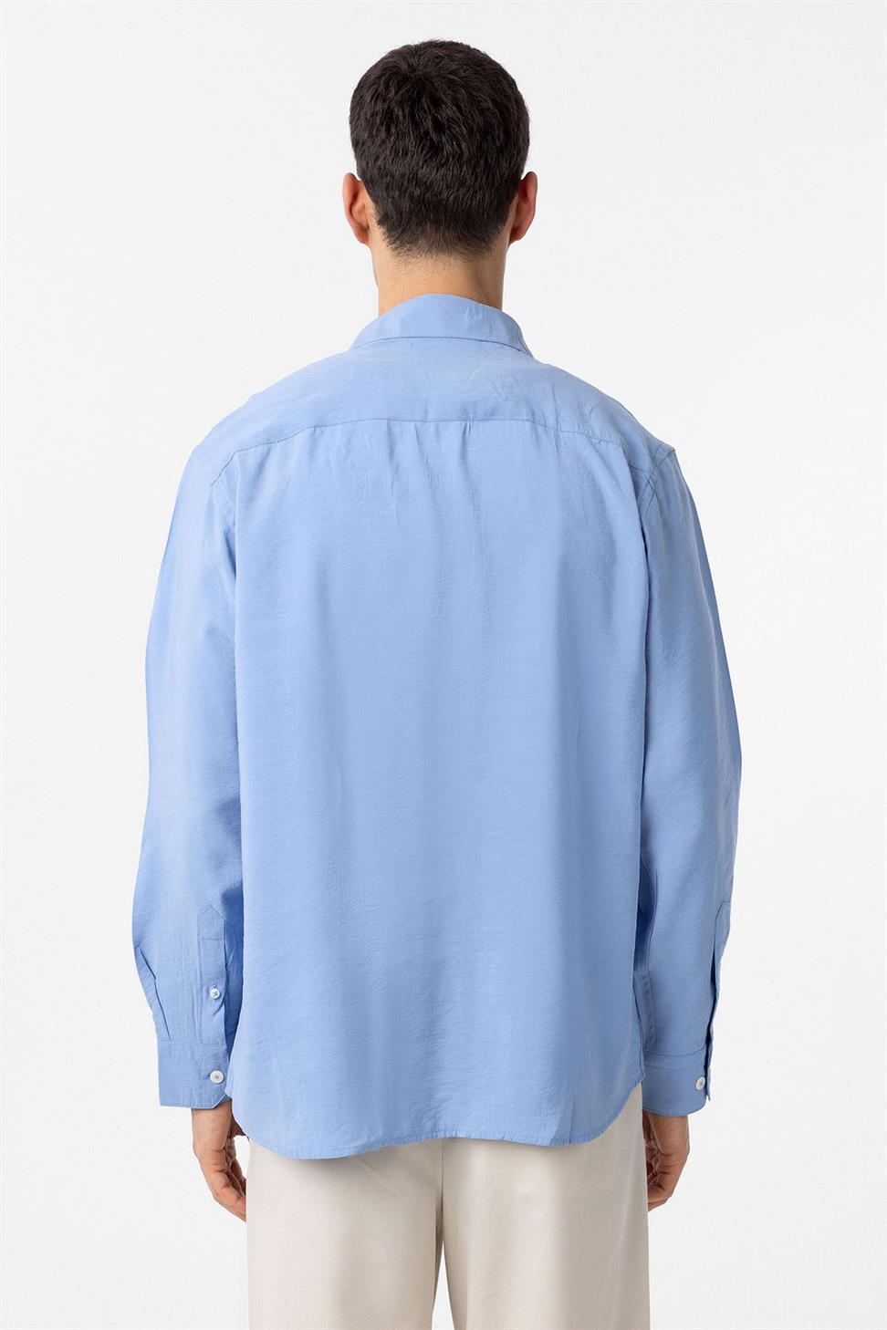Antioch Mavi Modal Kumaş Relax Fit Erkek Gömlek