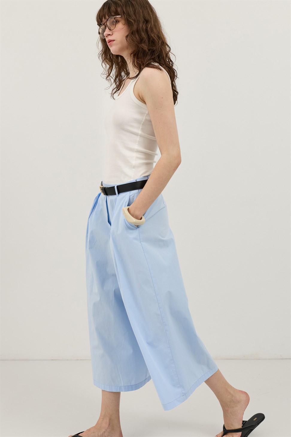Antioch Mavi Pileli Culotte Pantolon