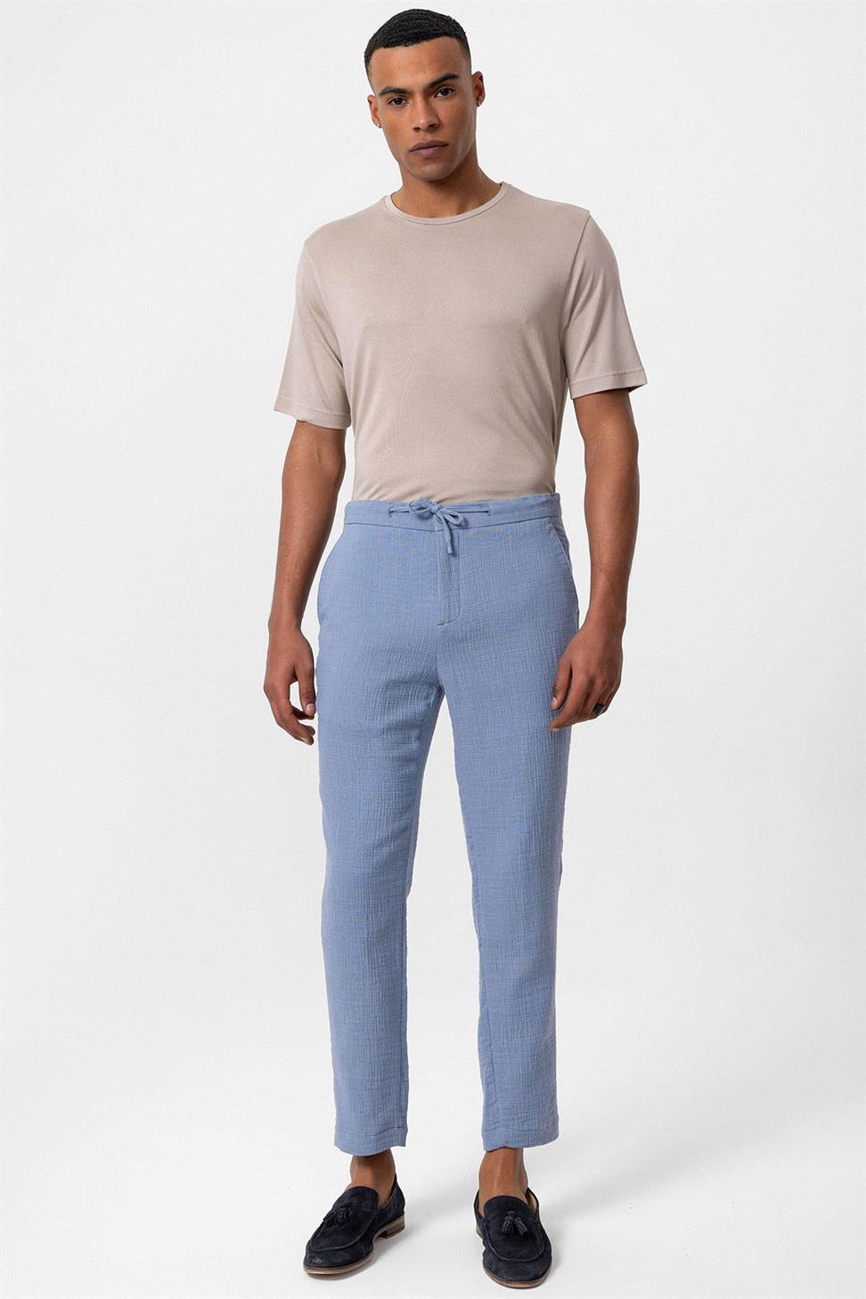بنطال رجالي بقصة عادية مع خصر برباط