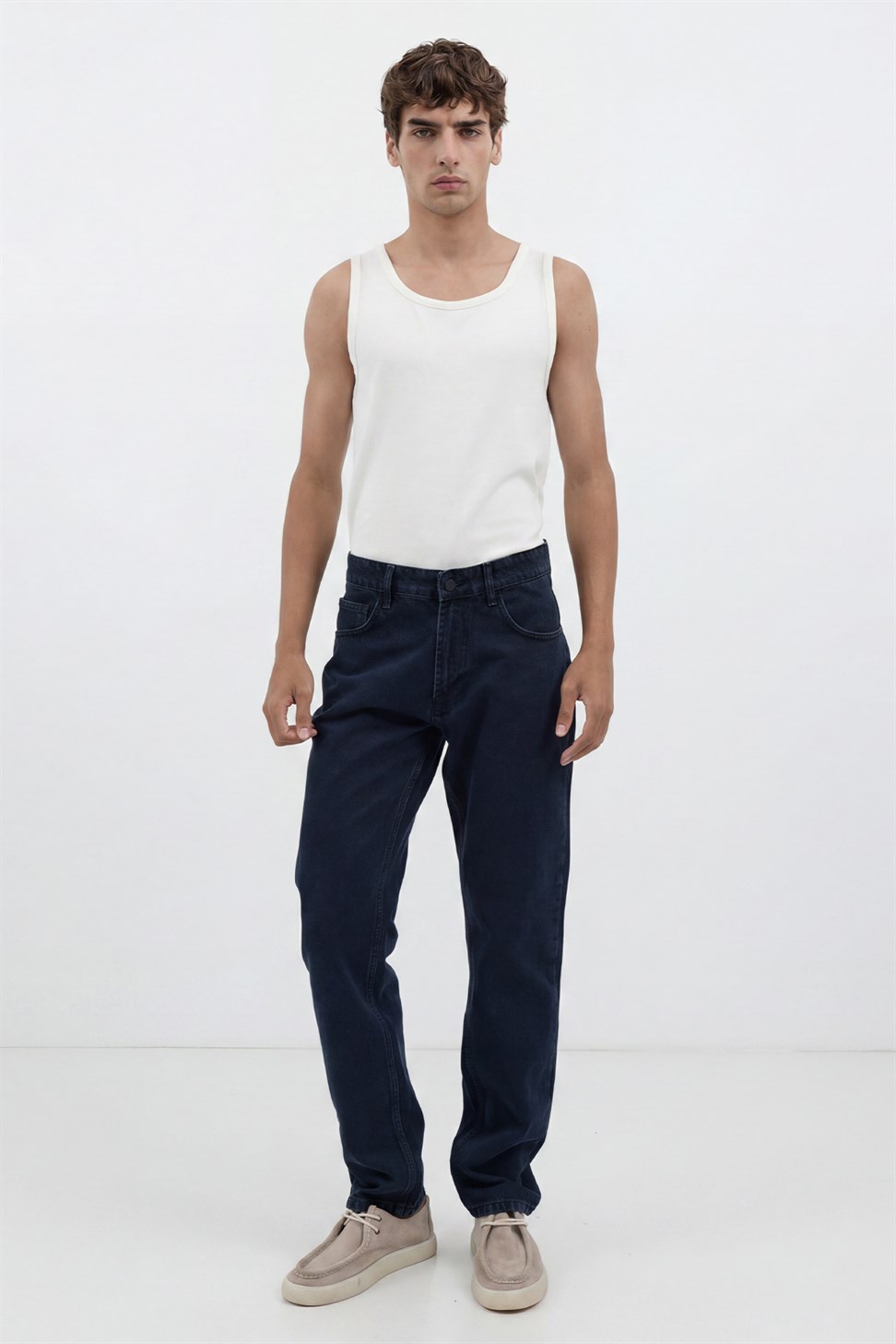 Antioch Mavi Siyah Tapered Fit Erkek Jean