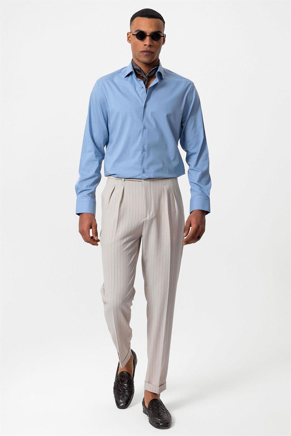 قميص رجالي كلاسيكي بقصة ضيقة كلاسيكية