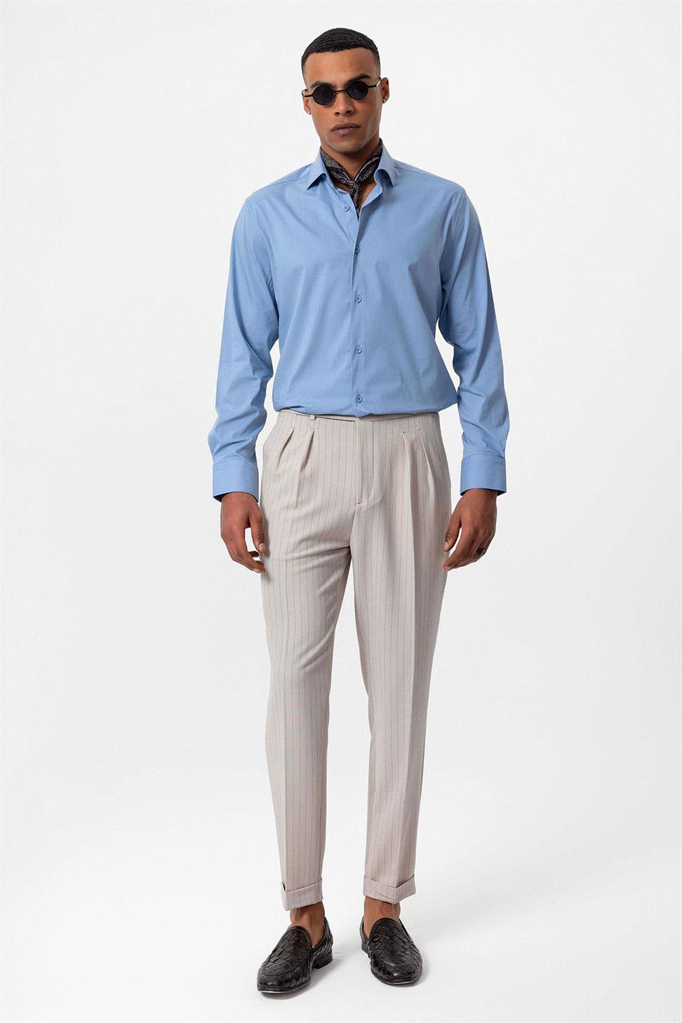 قميص رجالي كلاسيكي بقصة ضيقة كلاسيكية