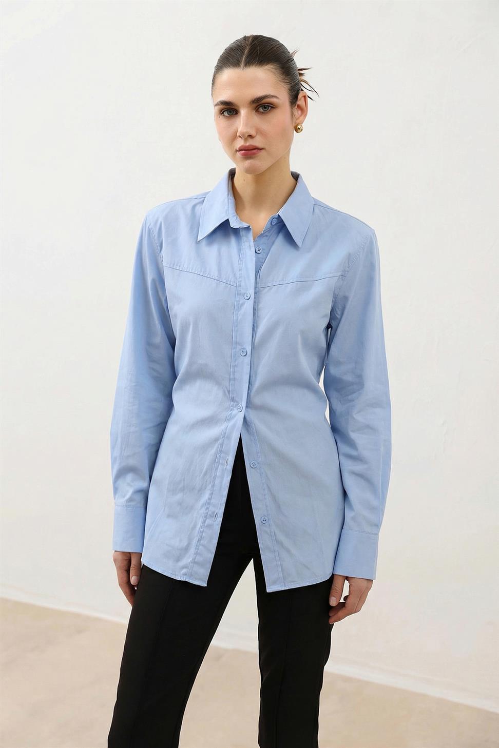 Womens Poplin Shirt with Collar