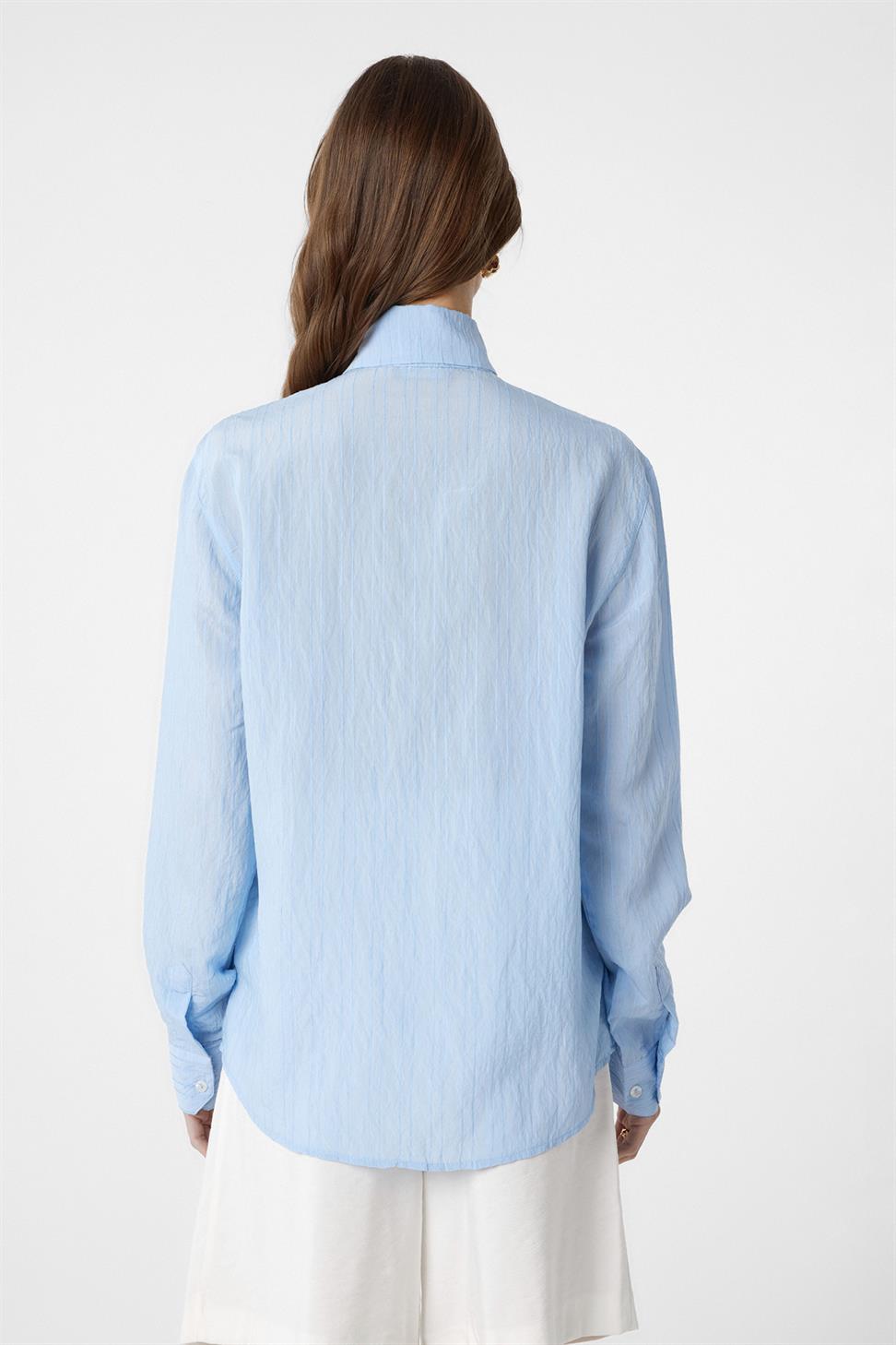 Antioch Mavi Yakası Fularlı Kadın Gömlek