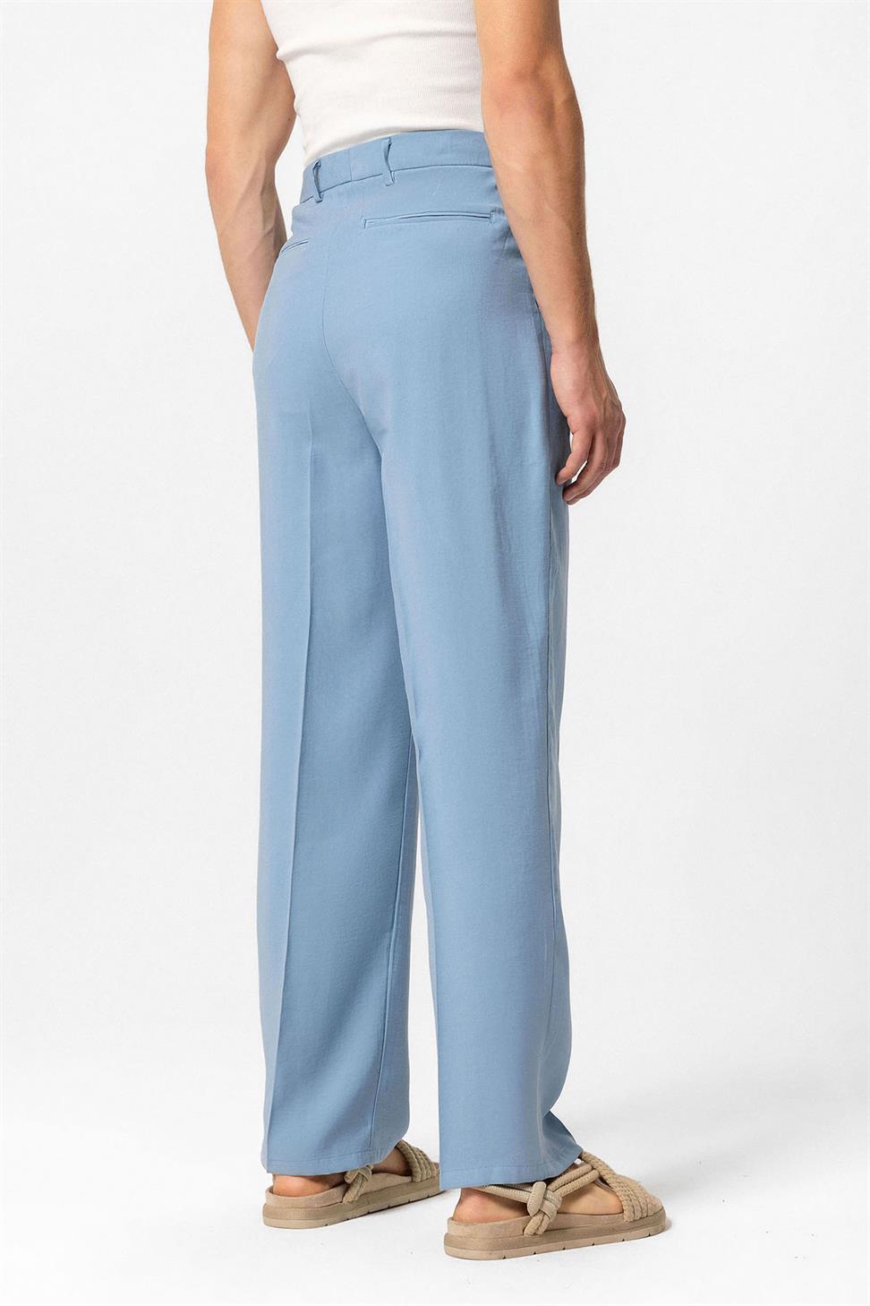 بنطلون رجالي فضفاض ذو ثنيات عالية الخصر للرجال