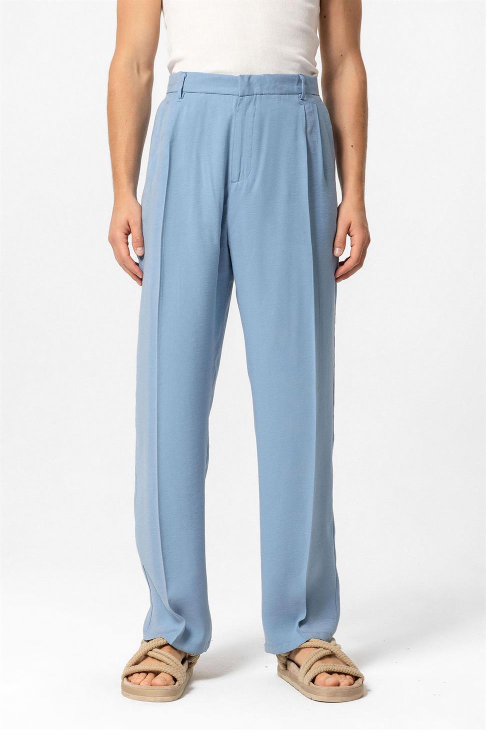 بنطلون رجالي فضفاض ذو ثنيات عالية الخصر للرجال