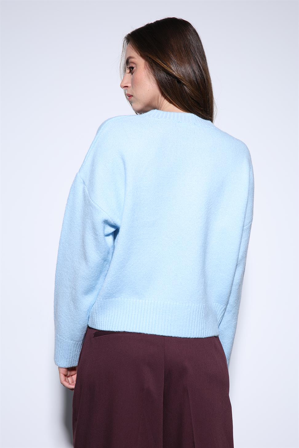 Antioch Mavi Yün Karışımlı Kadın Kazak