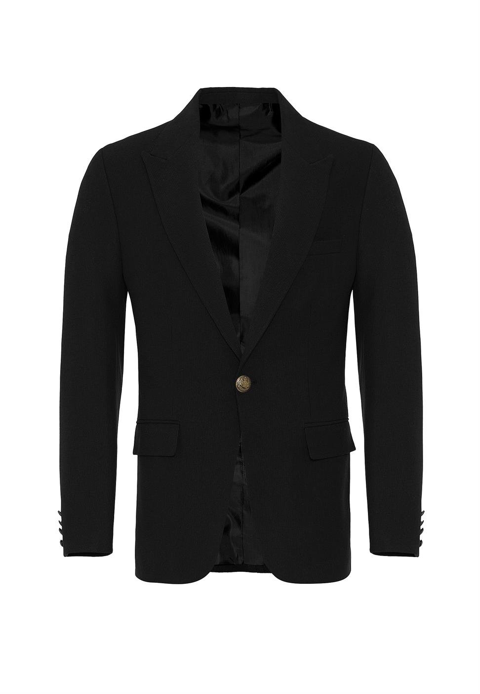 Antioch Siyah Metal Tek Düğme Erkek Blazer Ceket