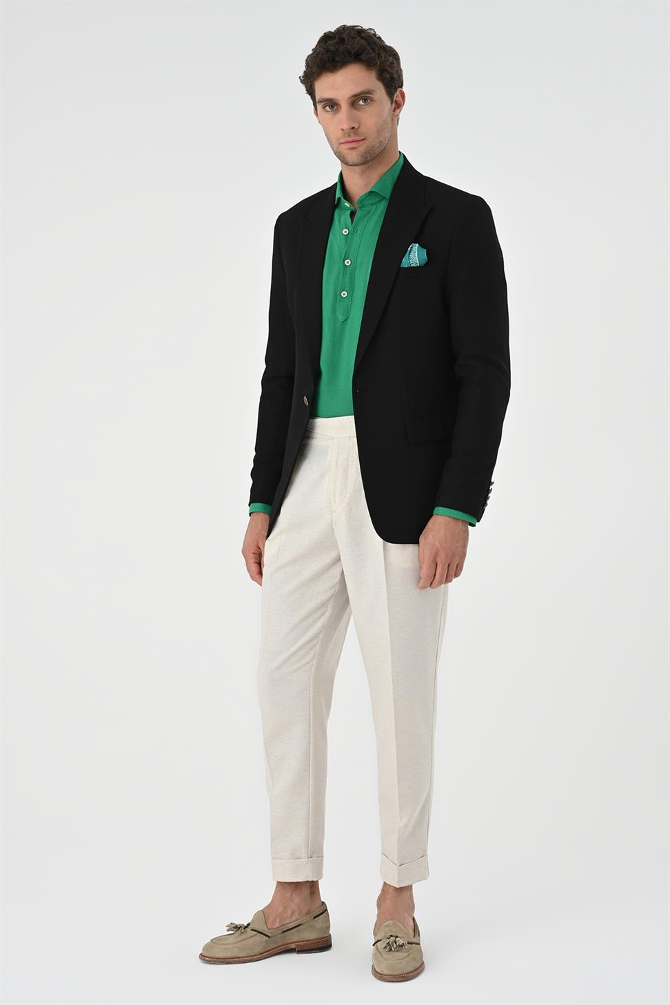 Antioch Siyah Metal Tek Düğme Erkek Blazer Ceket