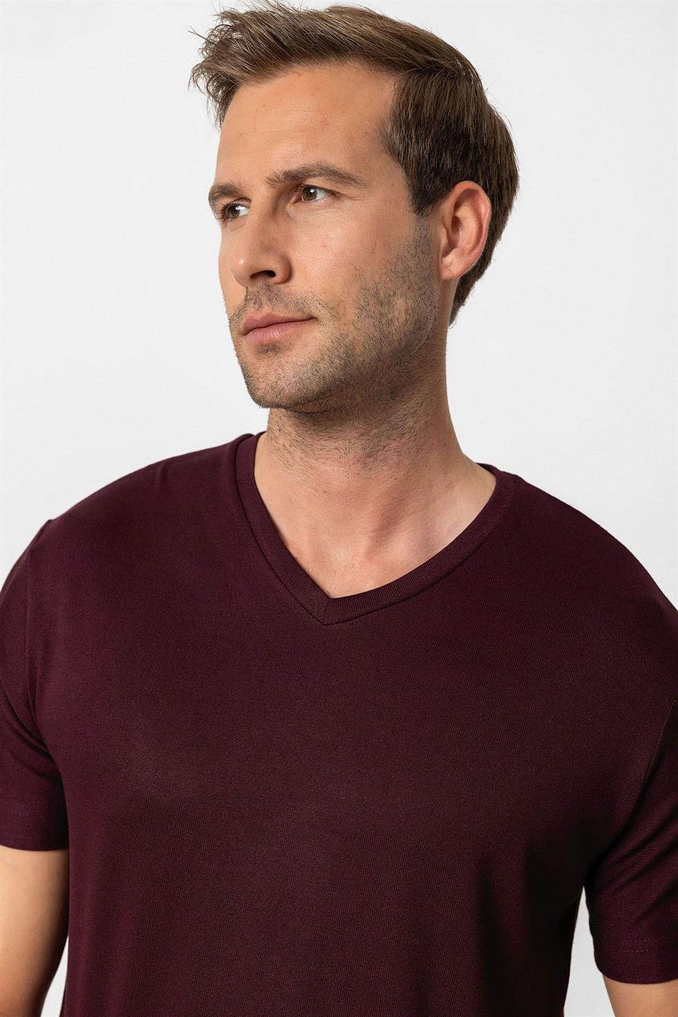 تي شيرت رجالي أساسي برقبة على شكل حرف V