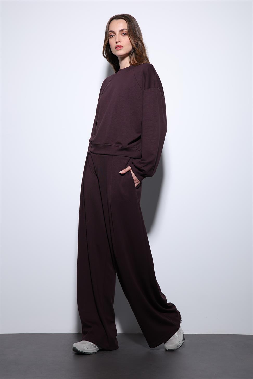 Antioch Mürdüm Geniş Paça Relaxed Kadın Takım