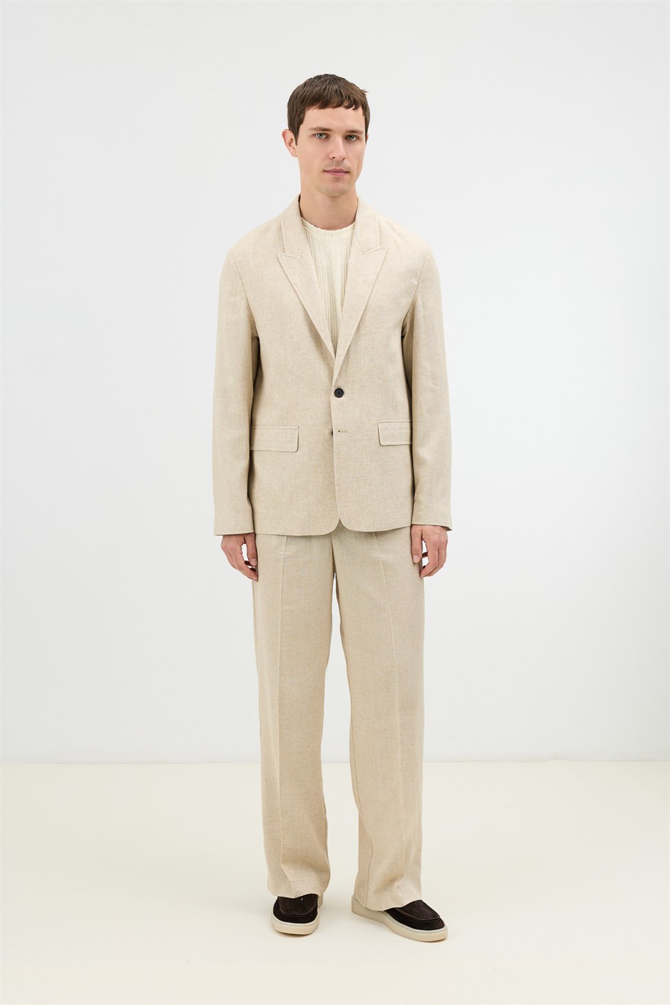 Antioch Natur Keten Karışımlı Erkek Blazer Ceket