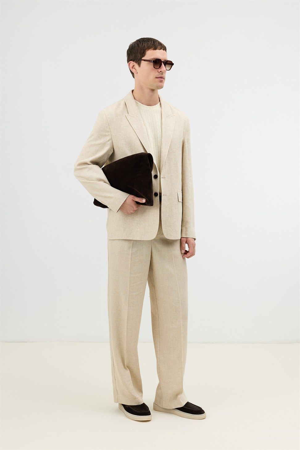 Antioch Natur Keten Karışımlı Erkek Blazer Ceket