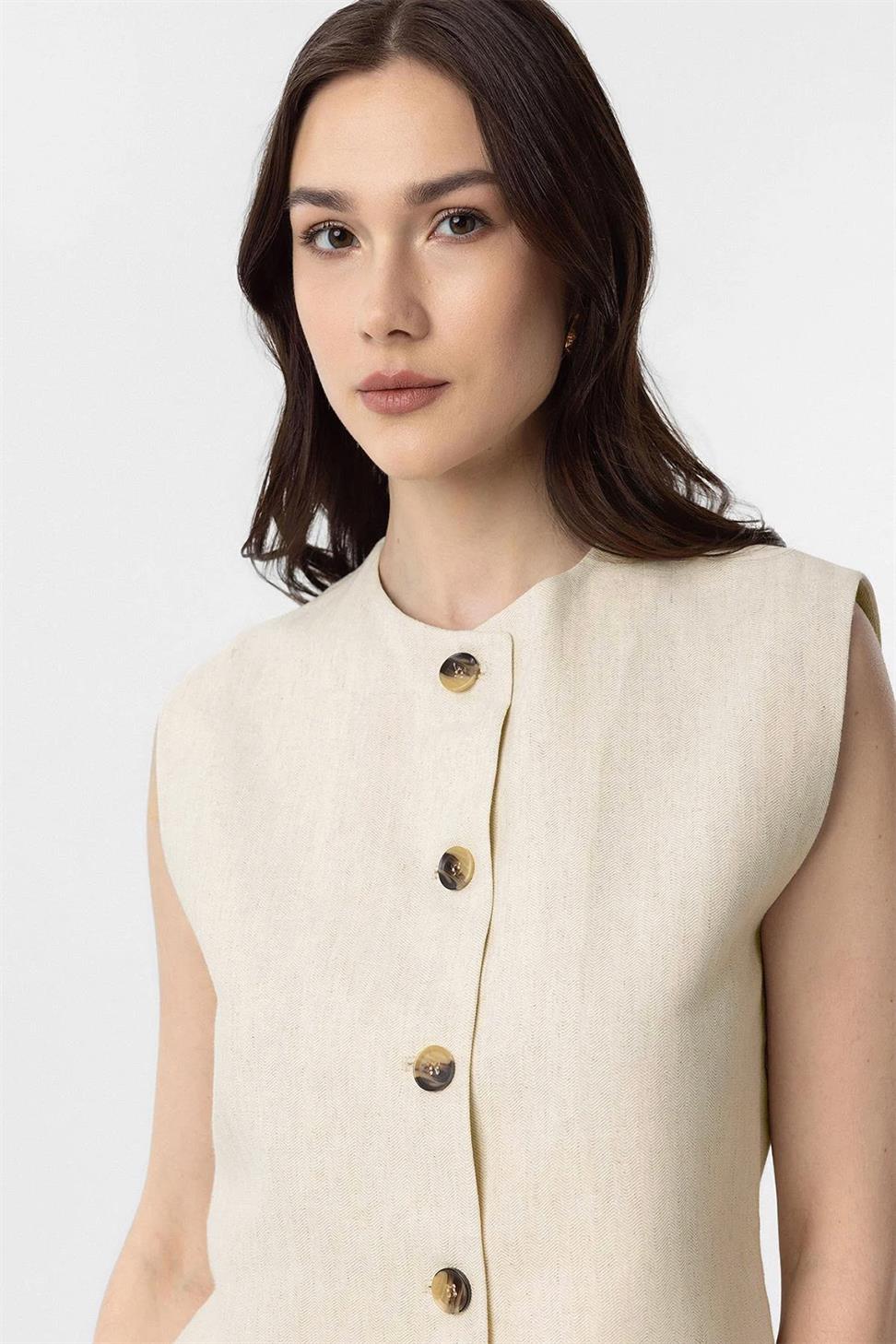 Womens Linen Blend Vest