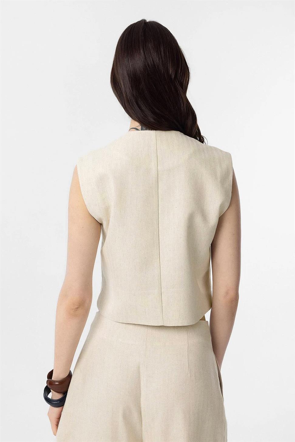 Womens Linen Blend Vest