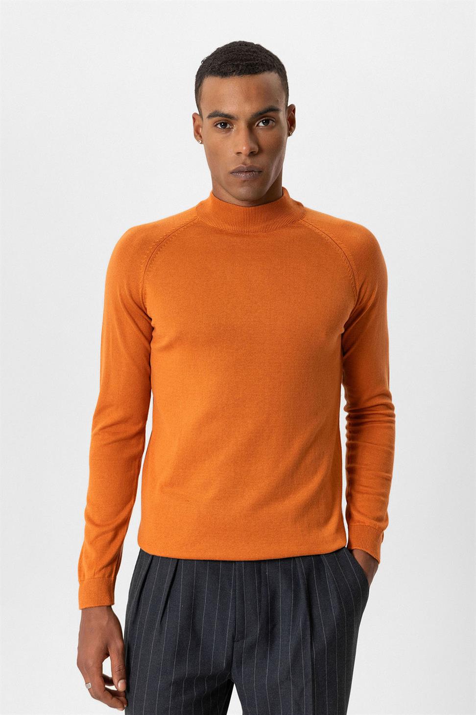 Antioch Oranj Yarım Boğazlı Erkek Triko