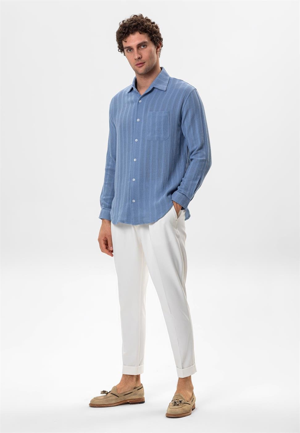 محبوك قميص مفصل للرجال