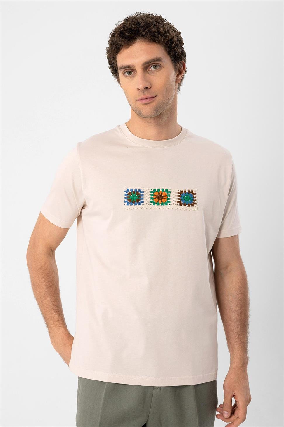 محبوك التفاصيل تي شيرت للرجال