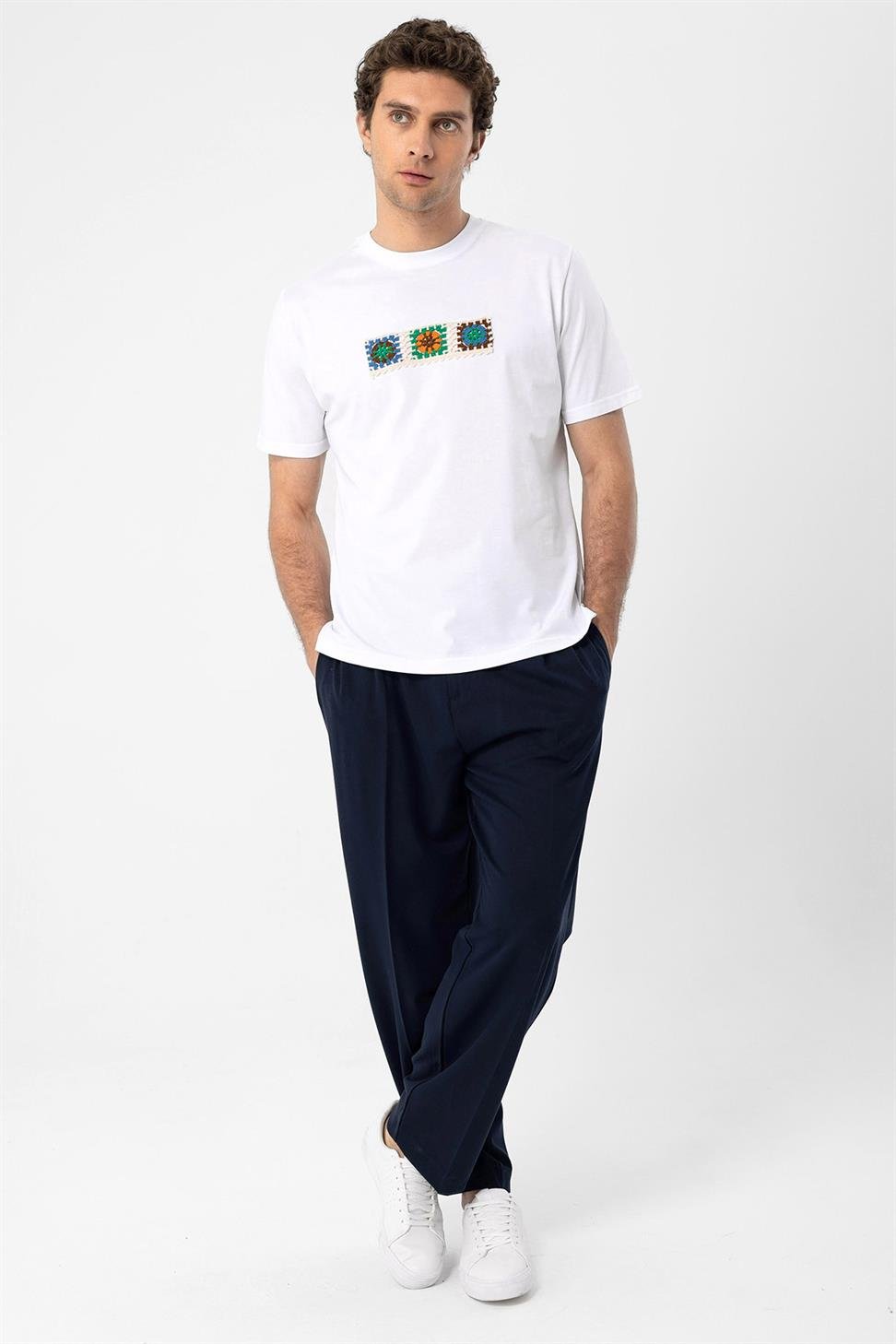 محبوك التفاصيل تي شيرت للرجال