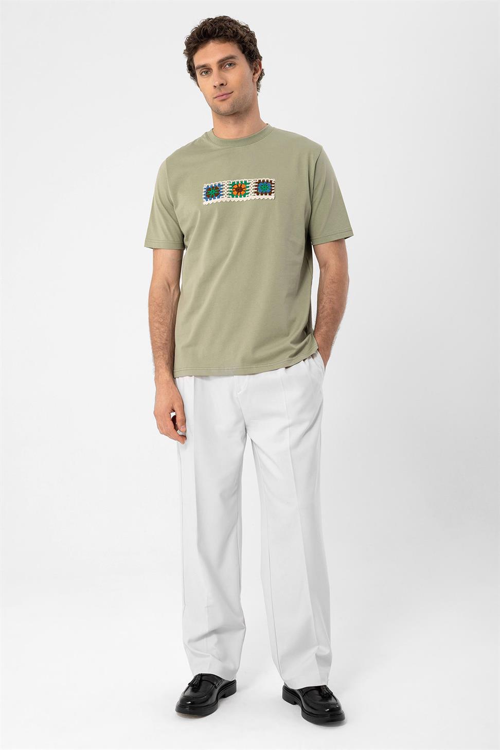 محبوك التفاصيل تي شيرت للرجال