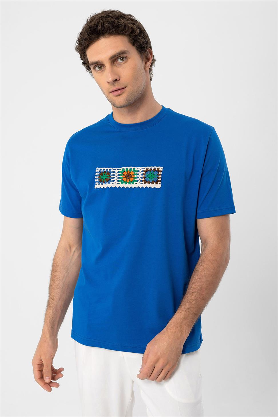 محبوك التفاصيل تي شيرت للرجال