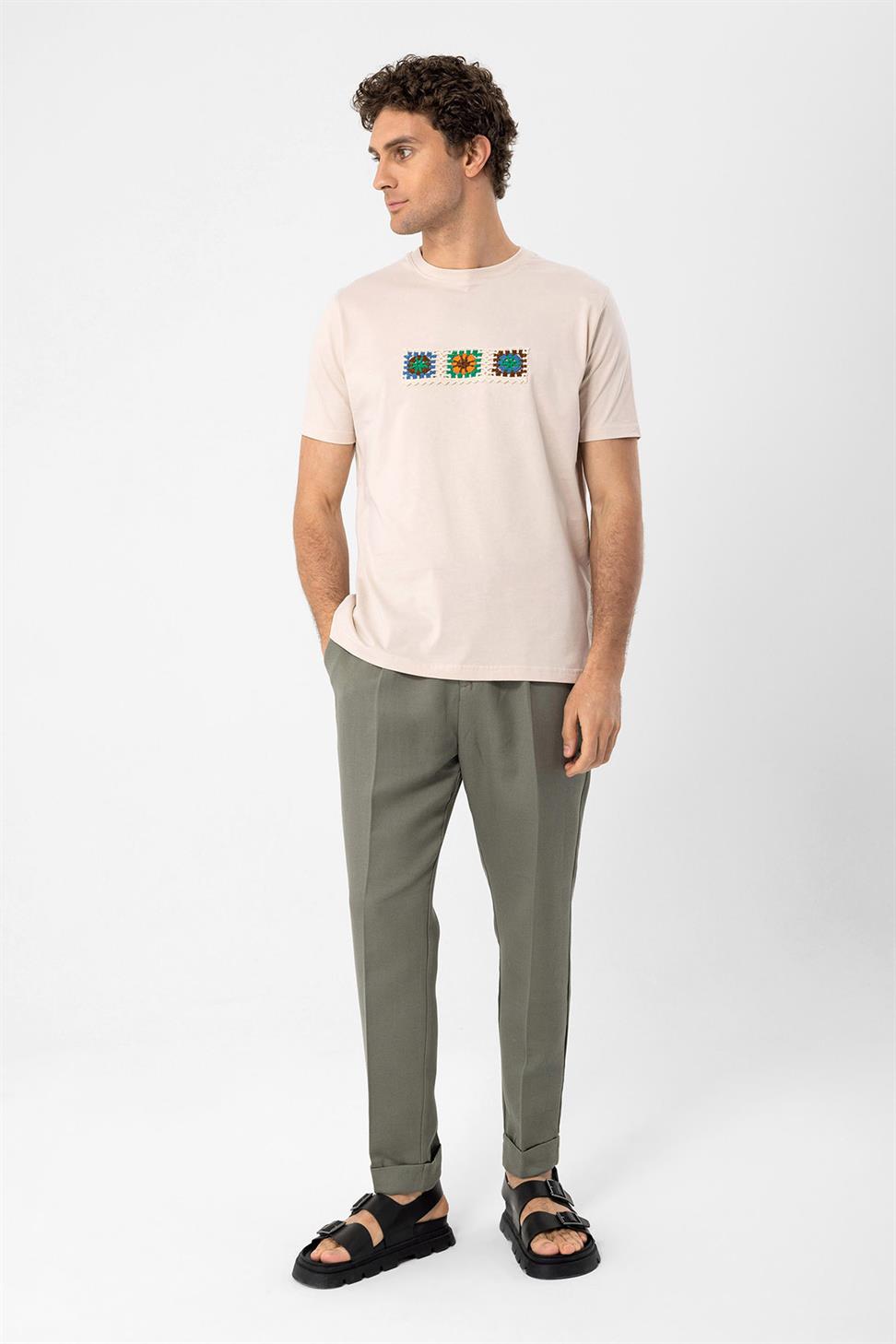 محبوك التفاصيل تي شيرت للرجال