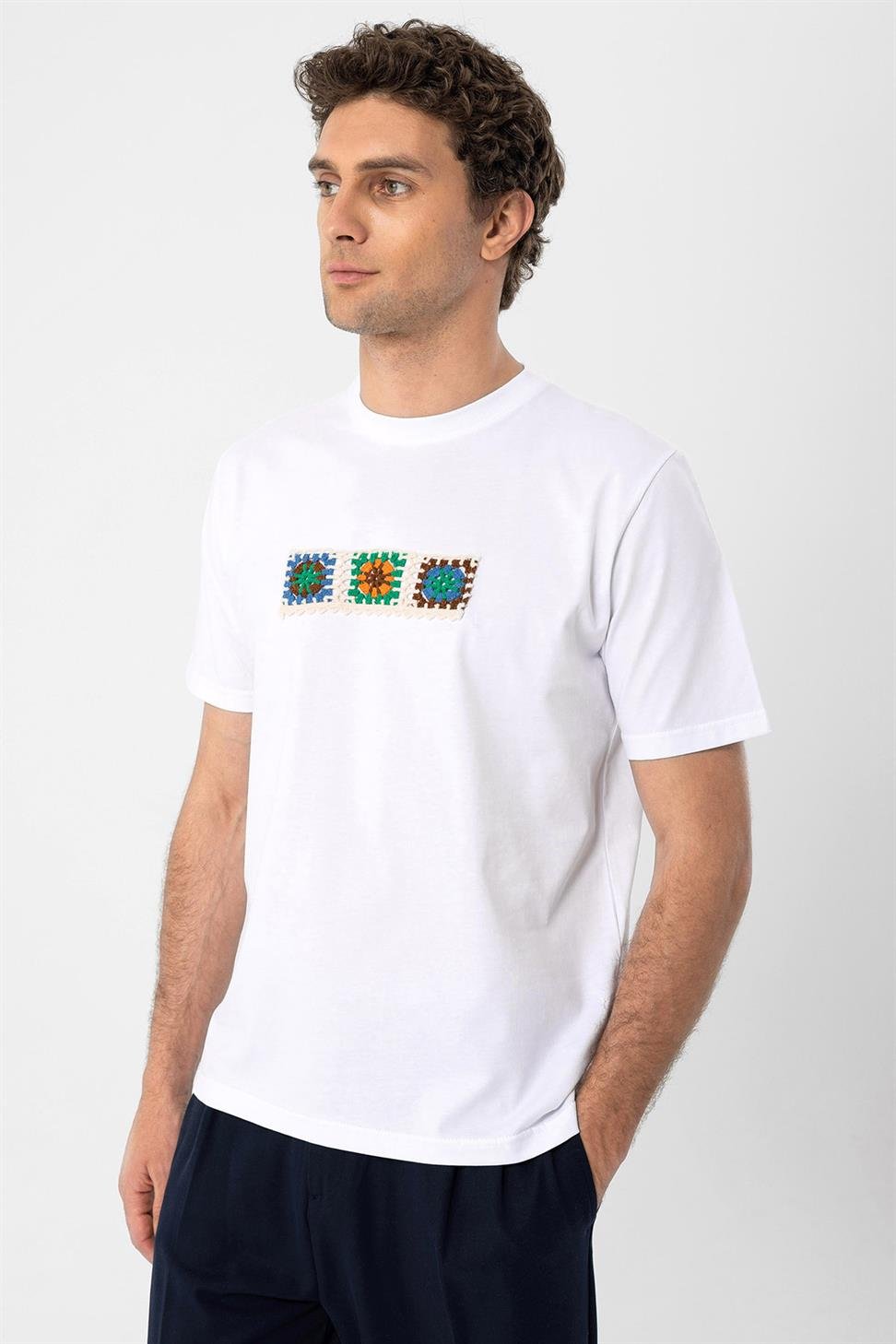 محبوك التفاصيل تي شيرت للرجال