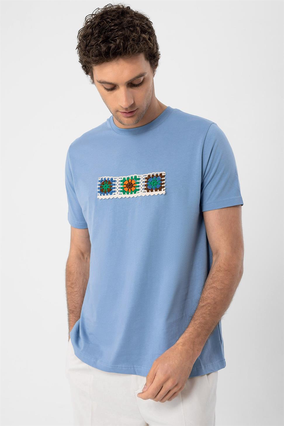 محبوك التفاصيل تي شيرت للرجال