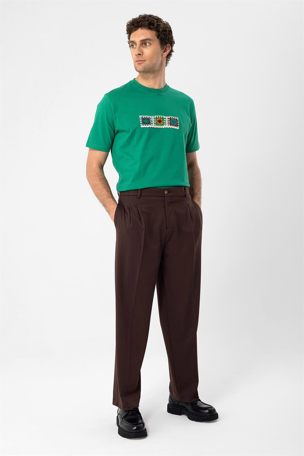 محبوك التفاصيل تي شيرت للرجال