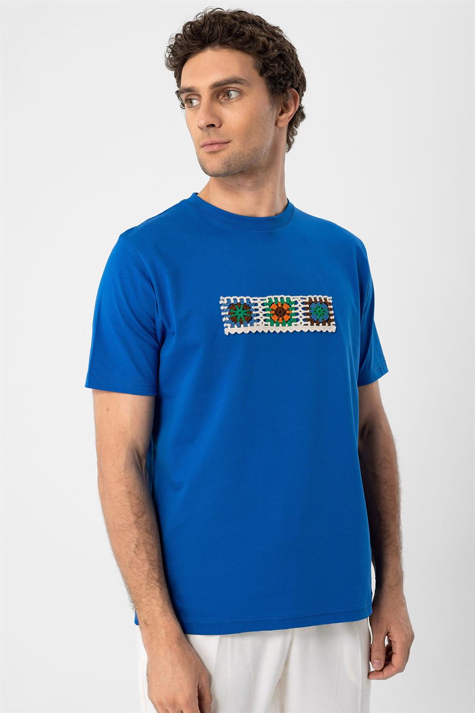 محبوك التفاصيل تي شيرت للرجال