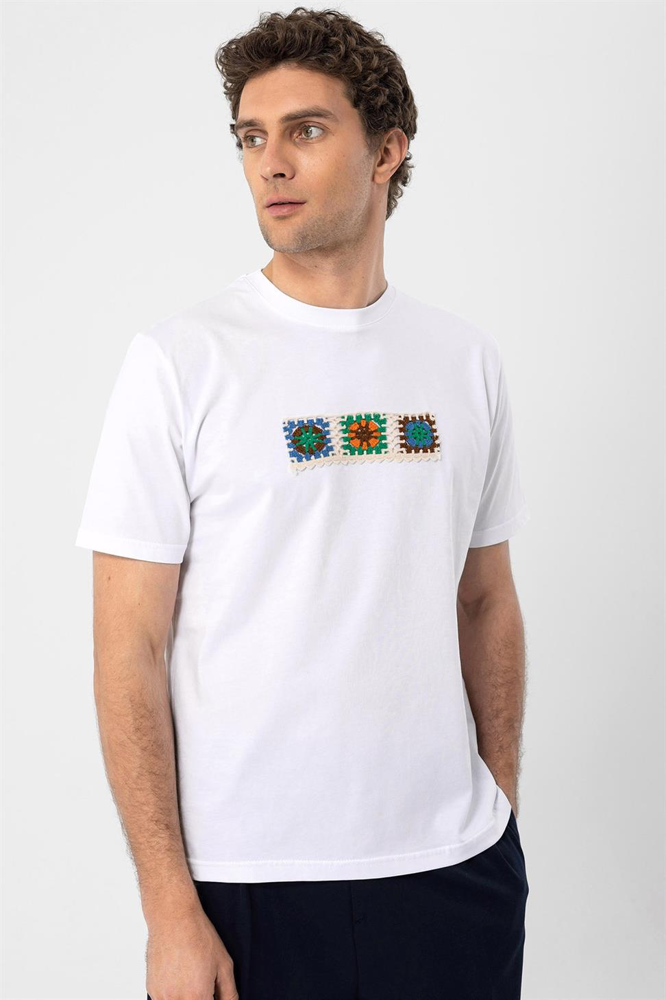 محبوك التفاصيل تي شيرت للرجال