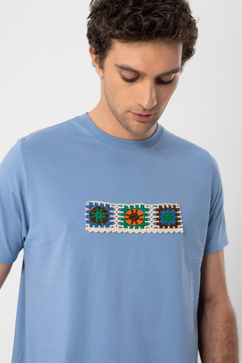 محبوك التفاصيل تي شيرت للرجال