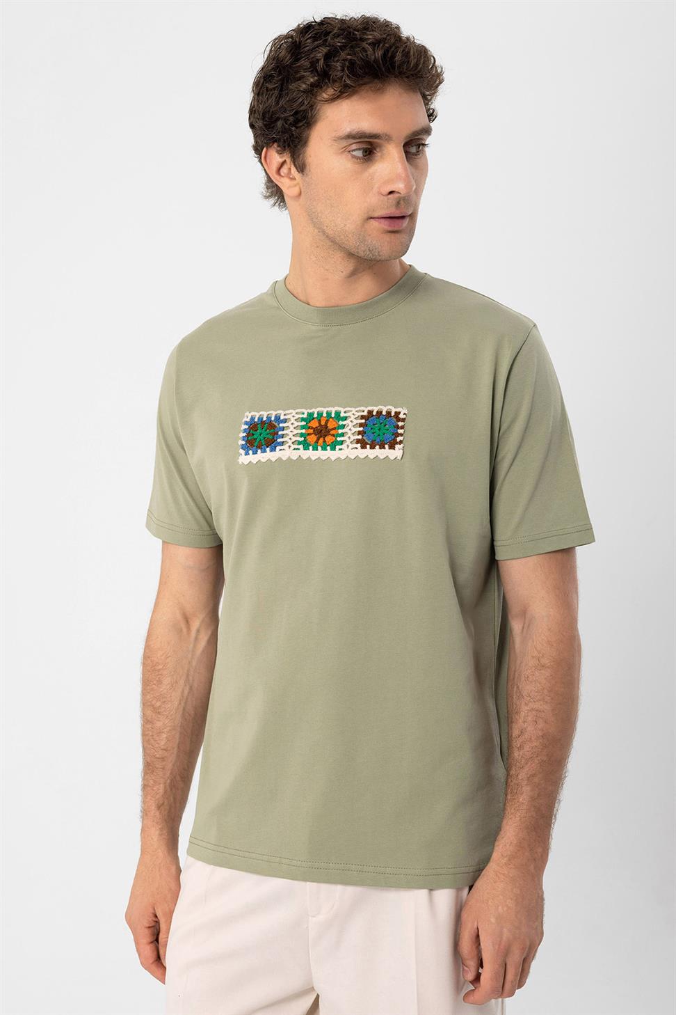 محبوك التفاصيل تي شيرت للرجال